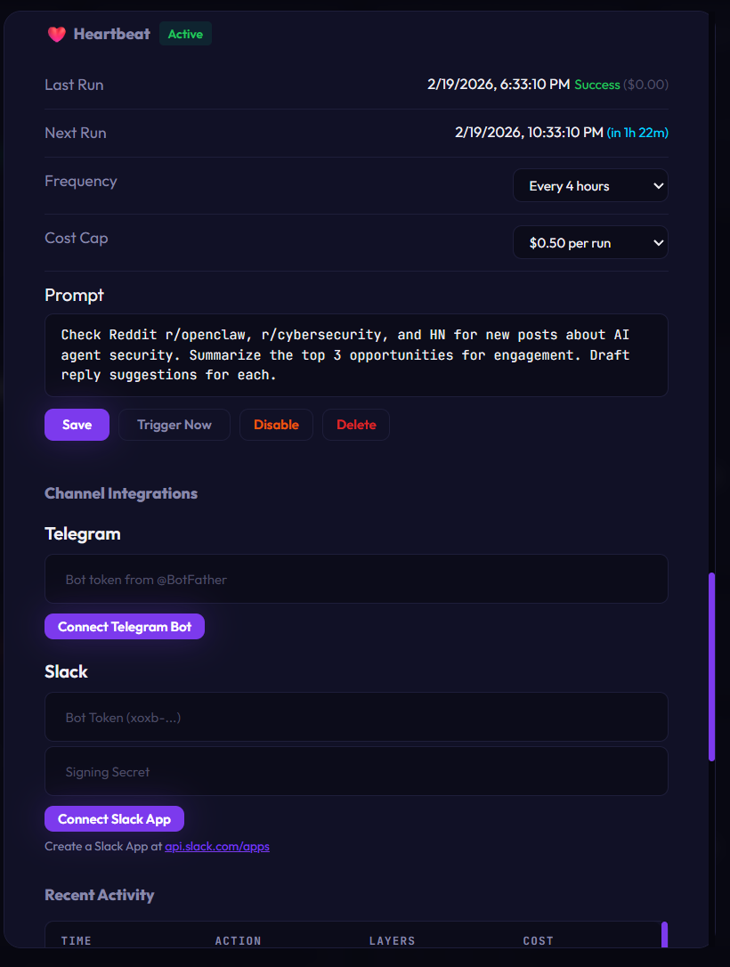 Heartbeat and channels